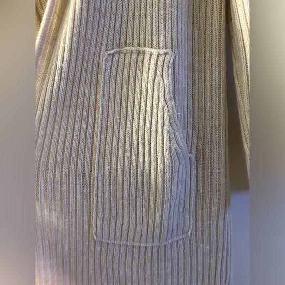 Women’s long midi length cream hooded sweater - Picture 4 of 6